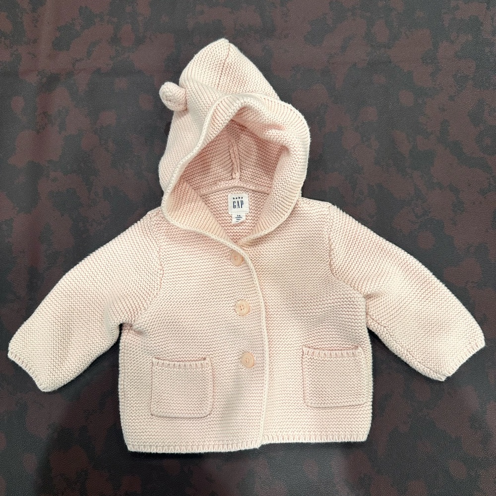 GAP Baby Pink Knit‎ Hoodie 3-6 months